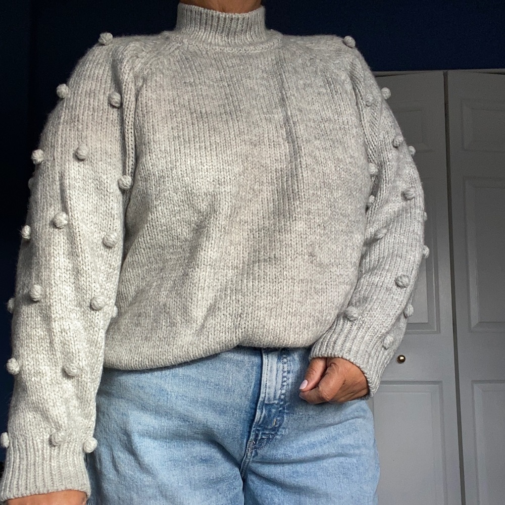 NWT CeCe gray bobble knit sweater XL